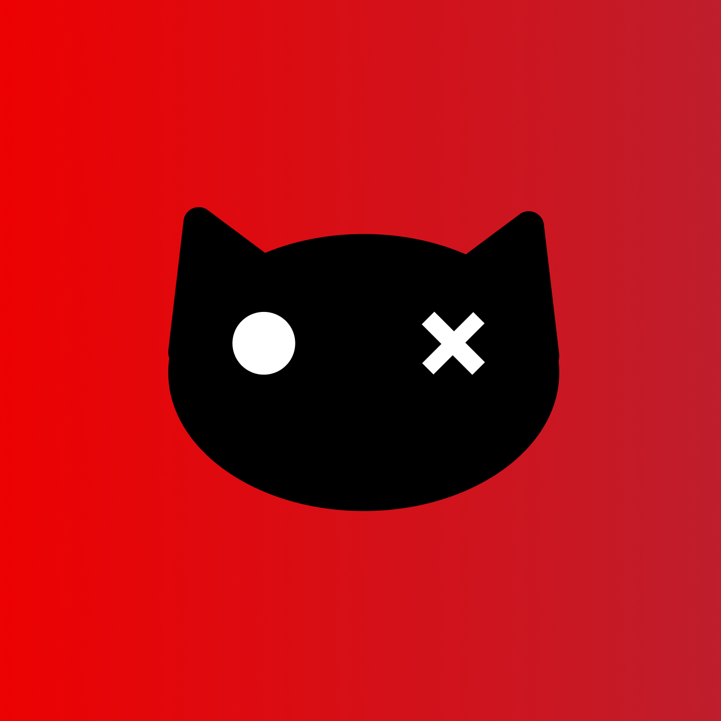 The Schrödinger cat in a red background